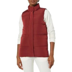 Amazon Essentials Relaxed-Fit Water Repel Polyester Puffer Vest dark red xs nwt